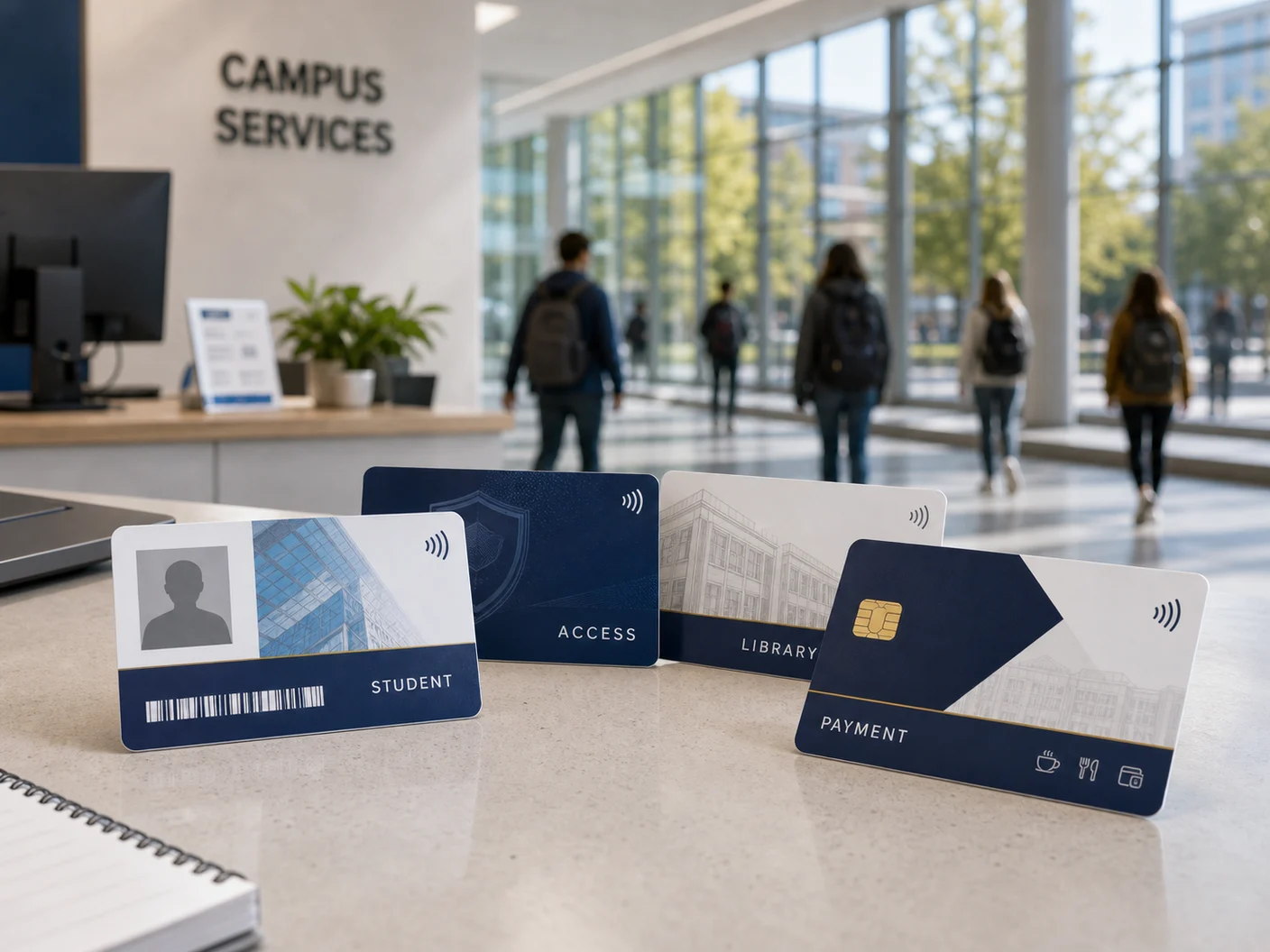 Custom RFID student ID cards for campus access and services